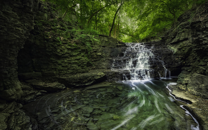 Indian Run Falls Green  ISO:100 - 10mm - f/11 - 1.3 seconds