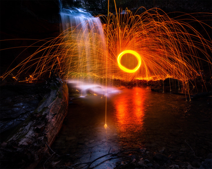 Fire And Falls ISO:100 - f/11 - 15mm - 10 sec