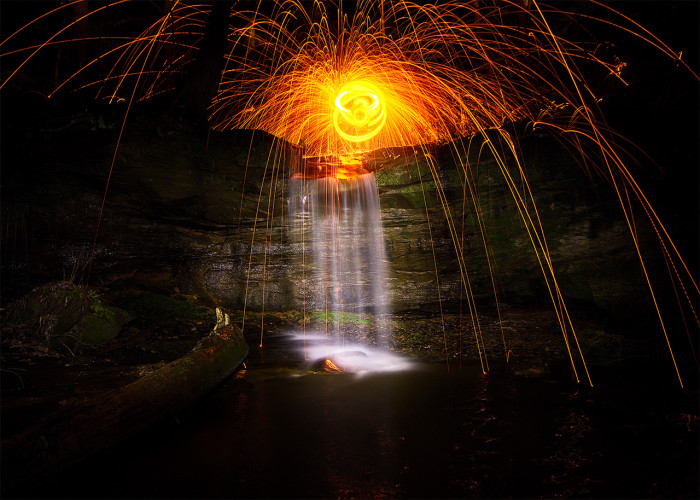 Waterfall Fire ISO:100 - f/11 - 15mm - 3 x 13 sec